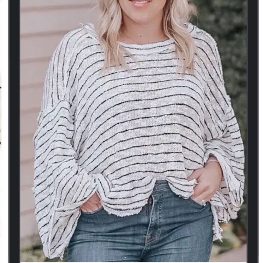 Free People Island Girl Hacci Striped Top